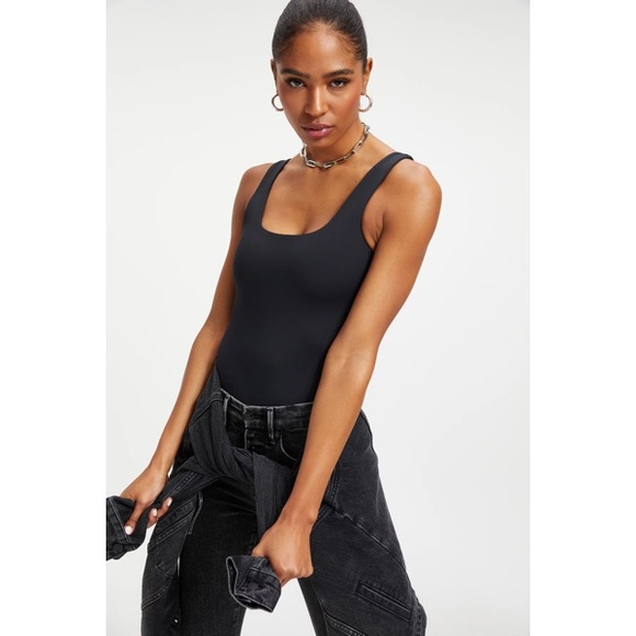 Good American Tops - Good American Scuba Modern Tank Bodysuit in Black Size Small NWT